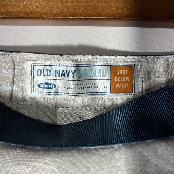 Old Navy Cotton Lined Summer A-line Skirt Navy Taupe Size 12 - Picture 3 of 5